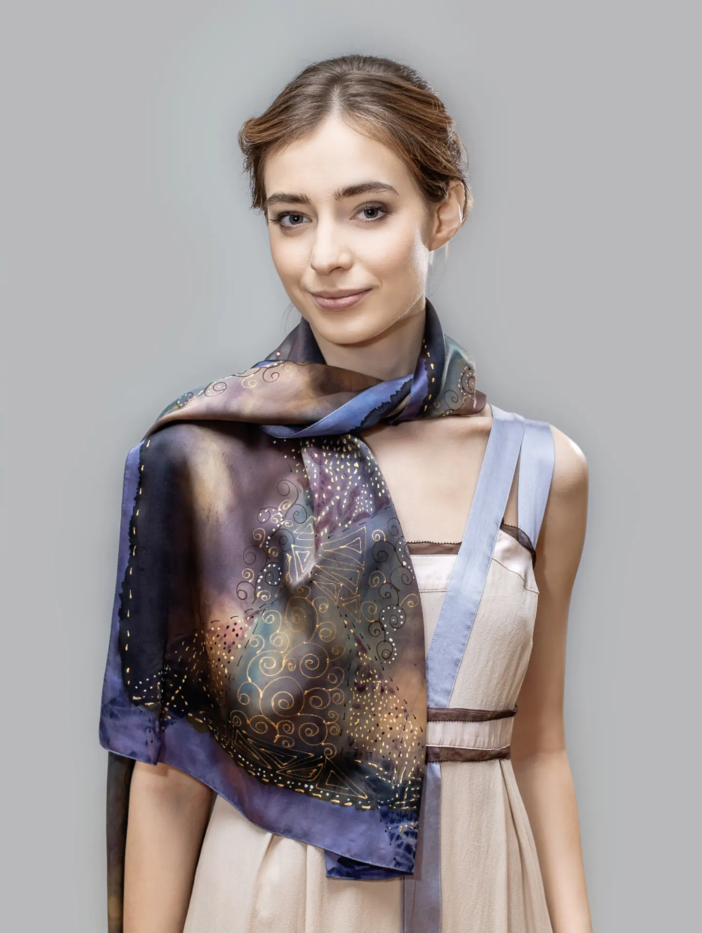 Midnight Bloom Silk Scarf 1