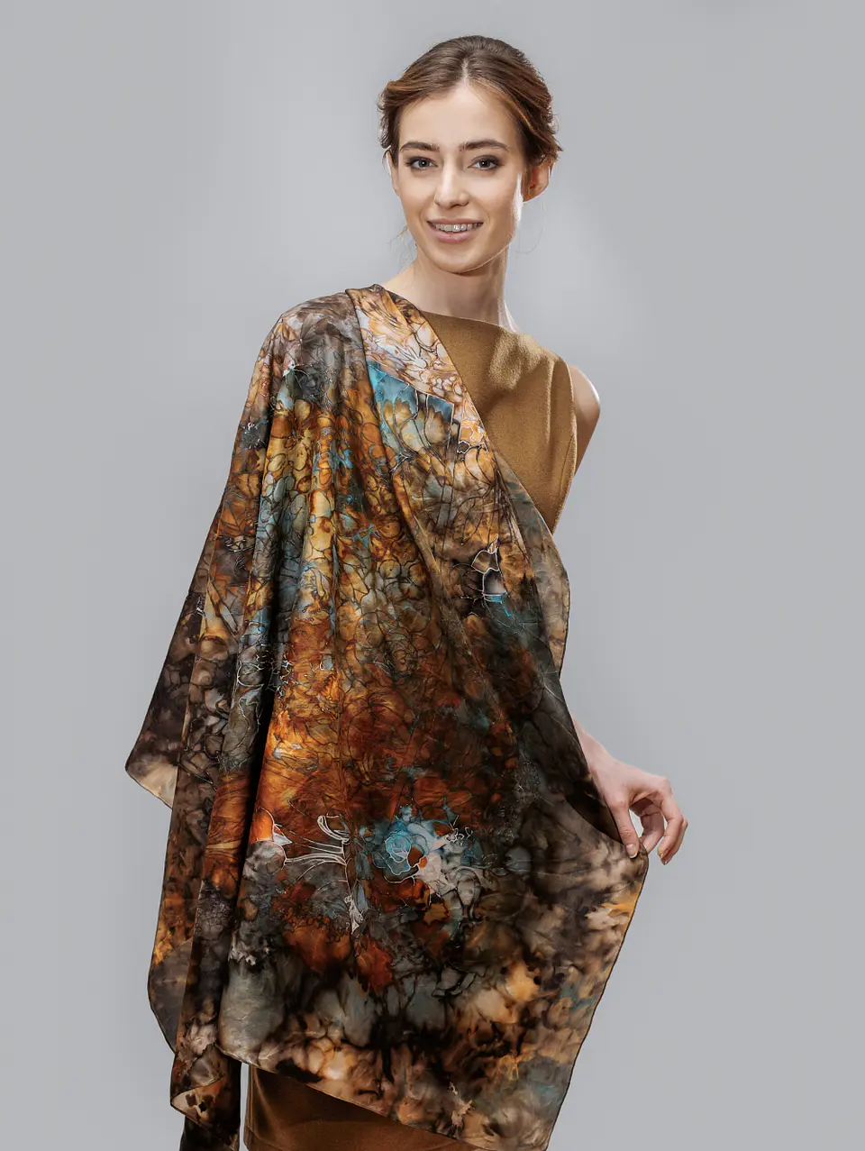 Rusted Leaf Silk Scarf 2