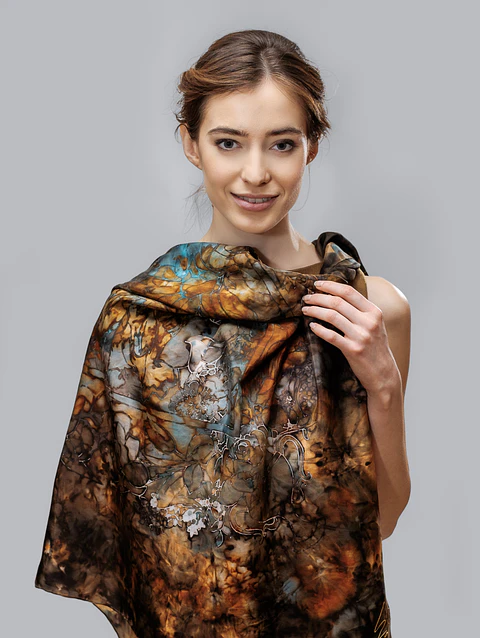Rusted Leaf Silk Scarf