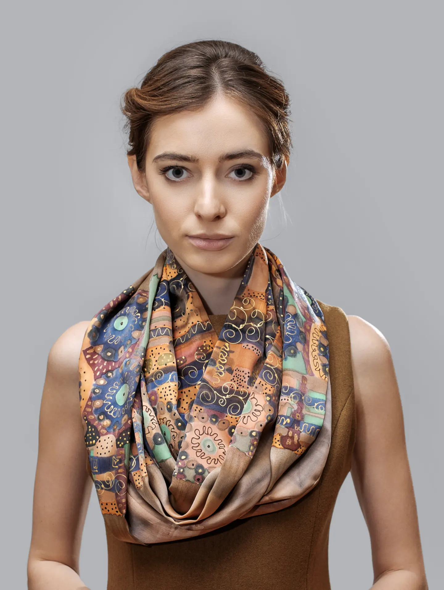 Peach Blossom Silk Crinkle Scarf 1