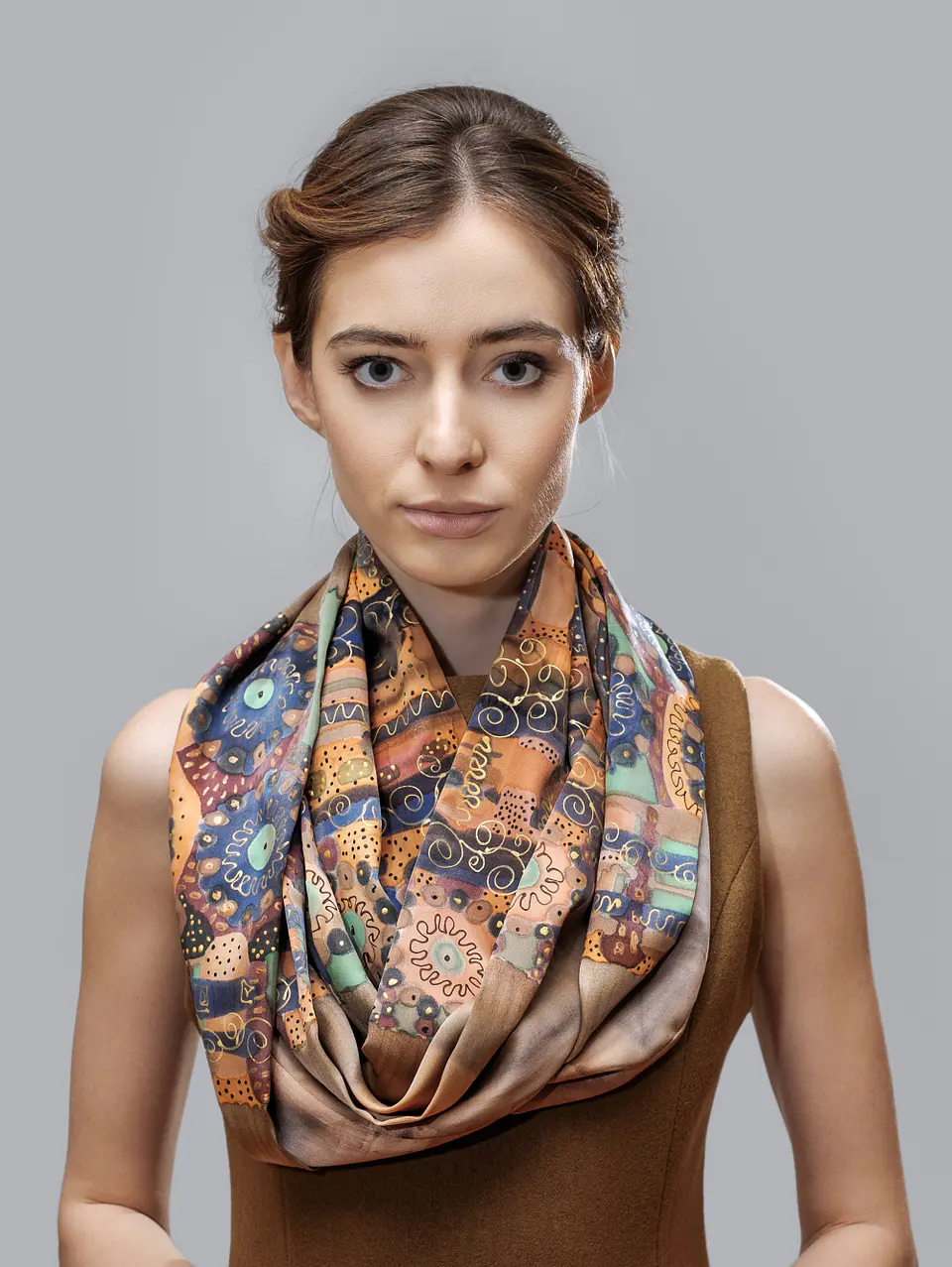 Peach Blossom Silk Crinkle Scarf 1