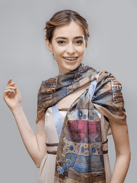 Vintage Tile Silk Infinity Scarf