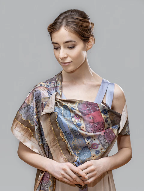 Vintage Tile Silk Infinity Scarf