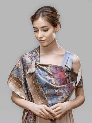 Vintage Tile Silk Infinity Scarf