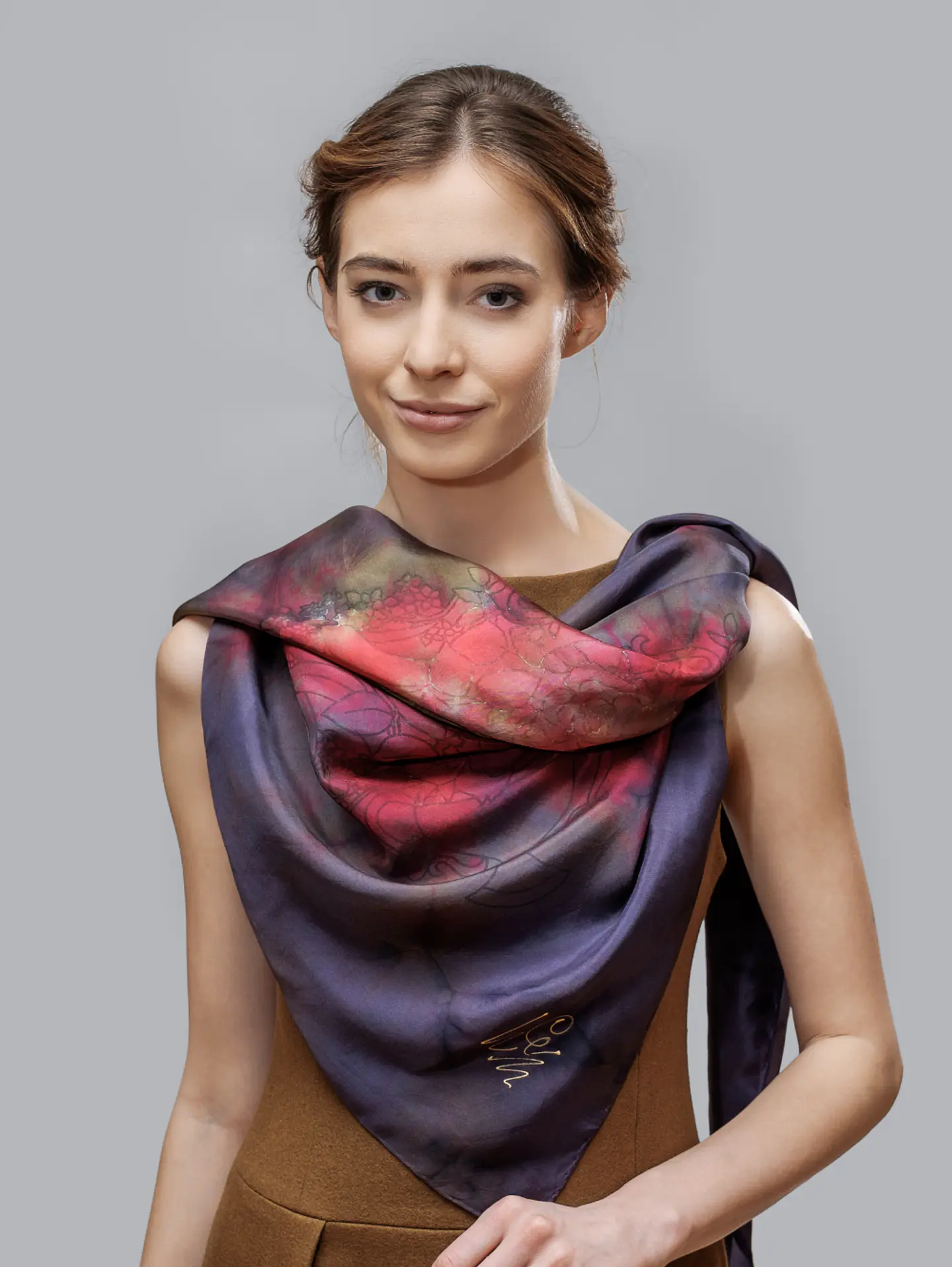 Crimson Wave Silk Shawl 1