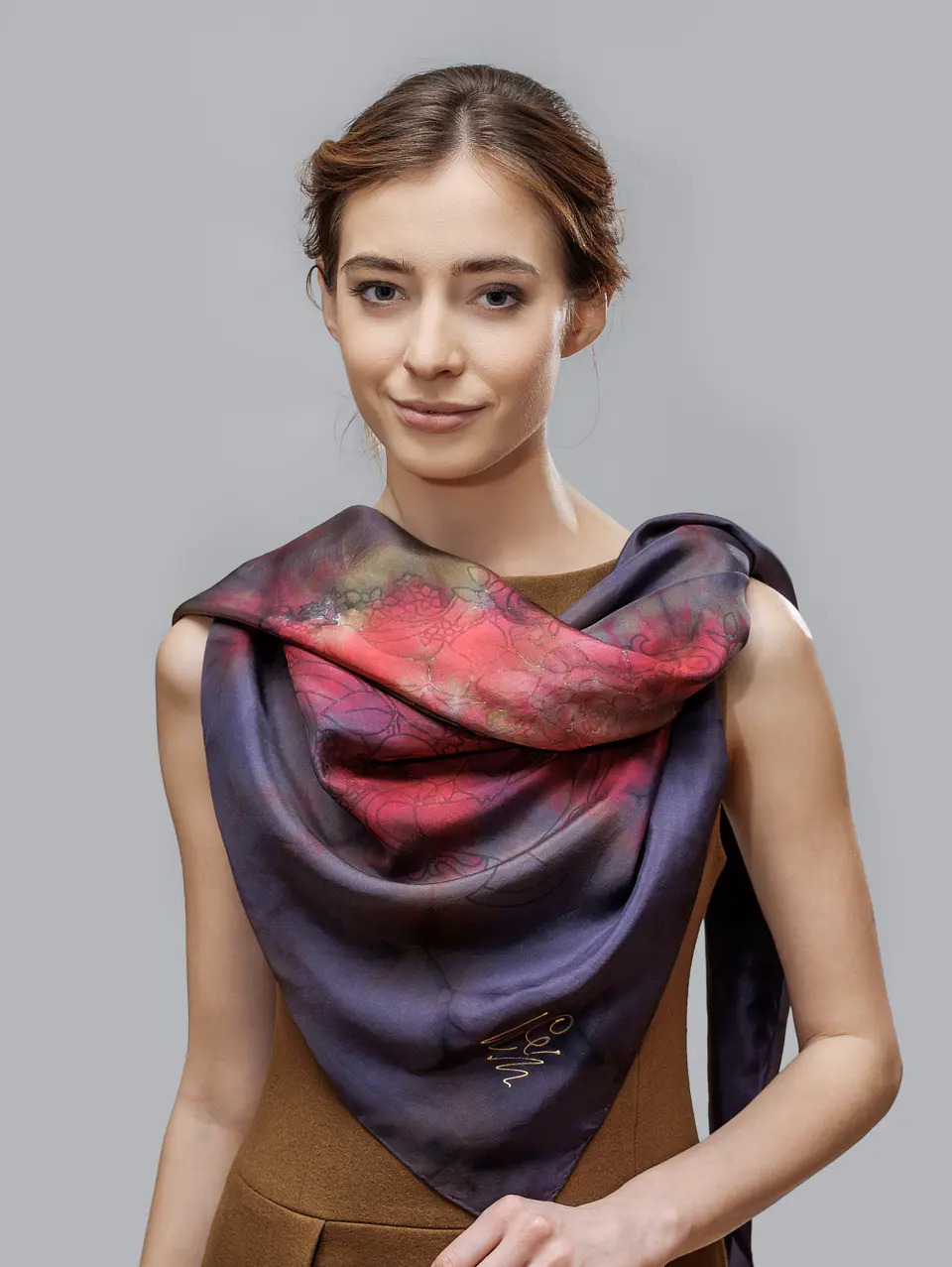 Crimson Wave Silk Shawl 1