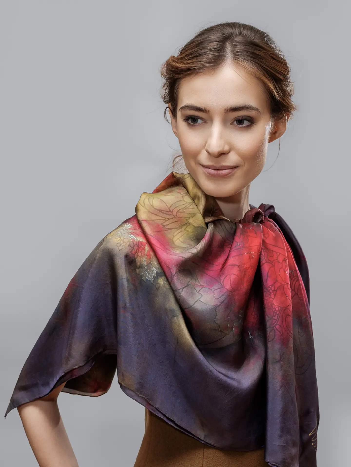 Crimson Wave Silk Shawl 2