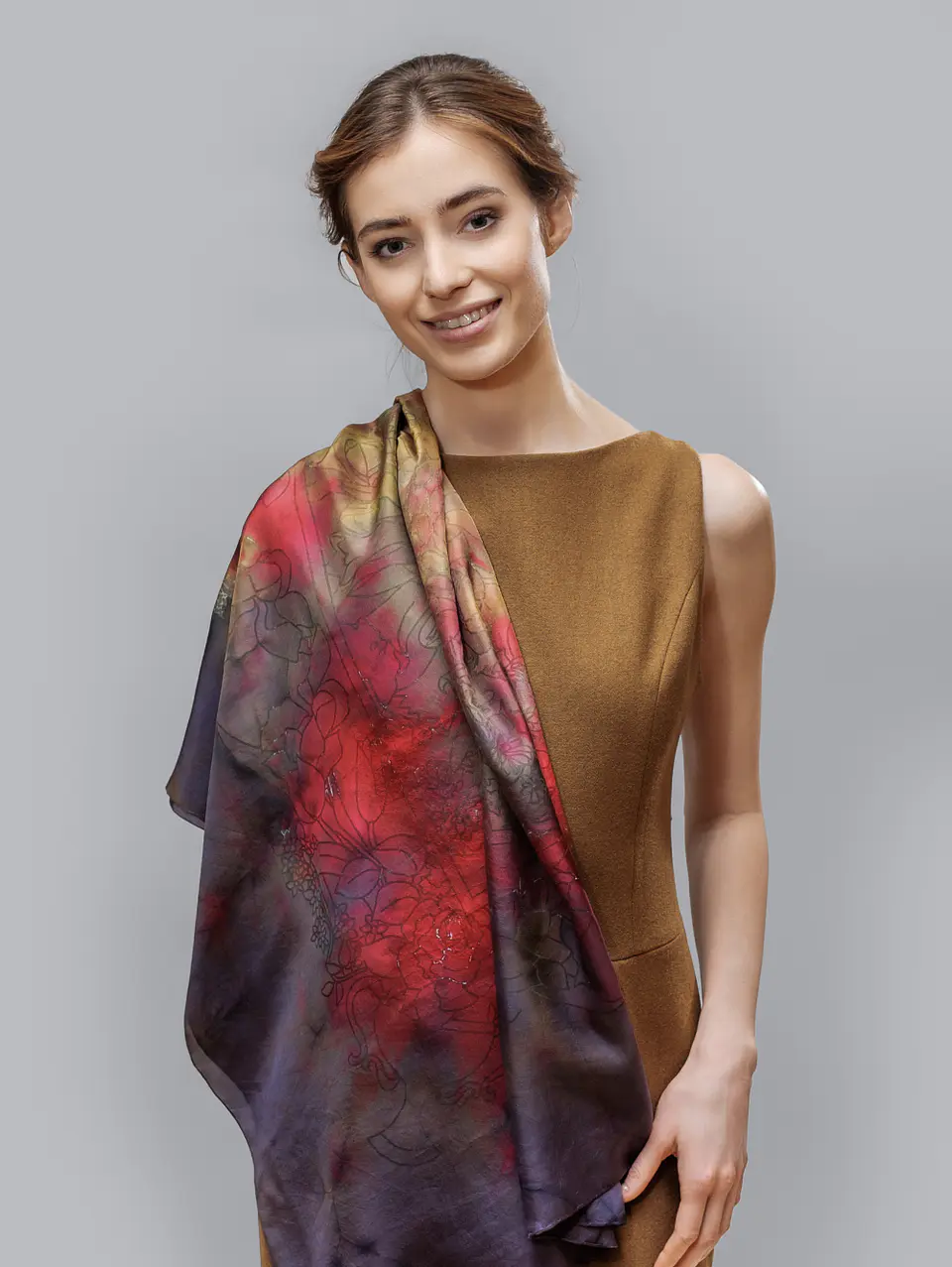 Crimson Wave Silk Shawl 4