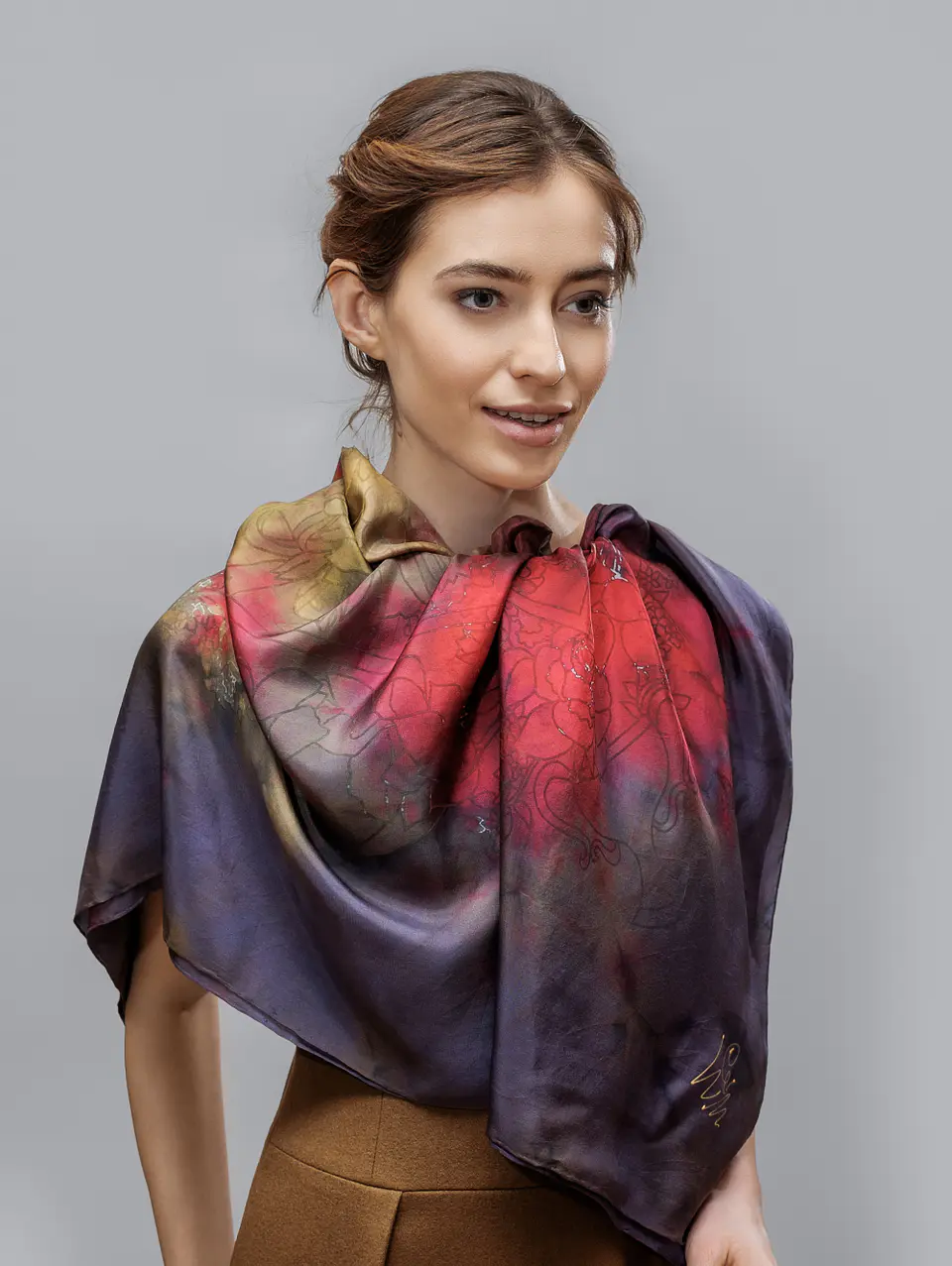 Crimson Wave Silk Shawl 3