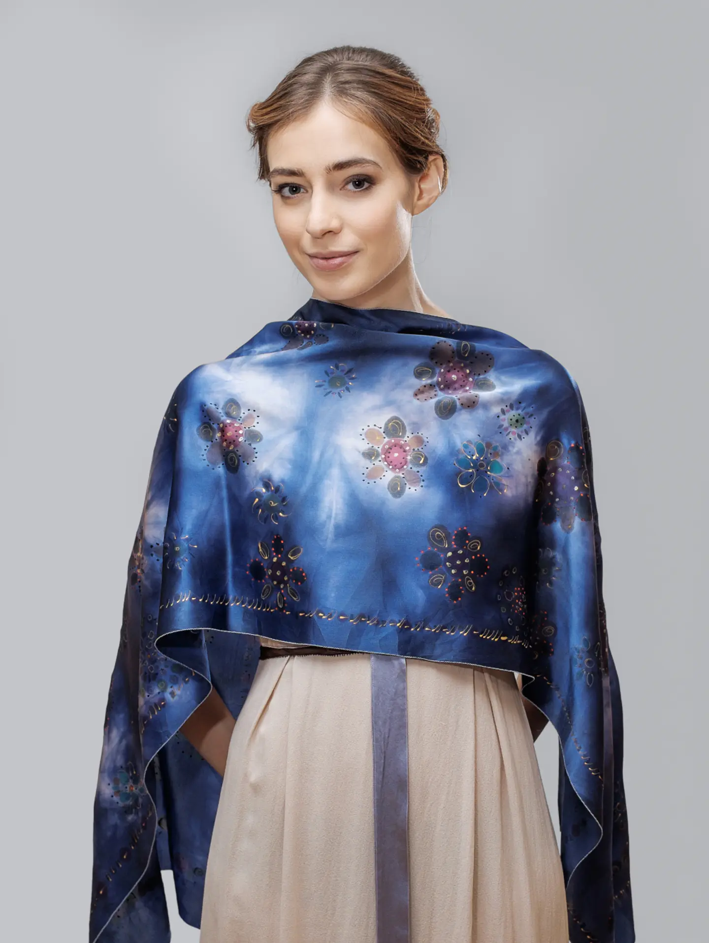 Indigo Blossom Silk Shawl 3