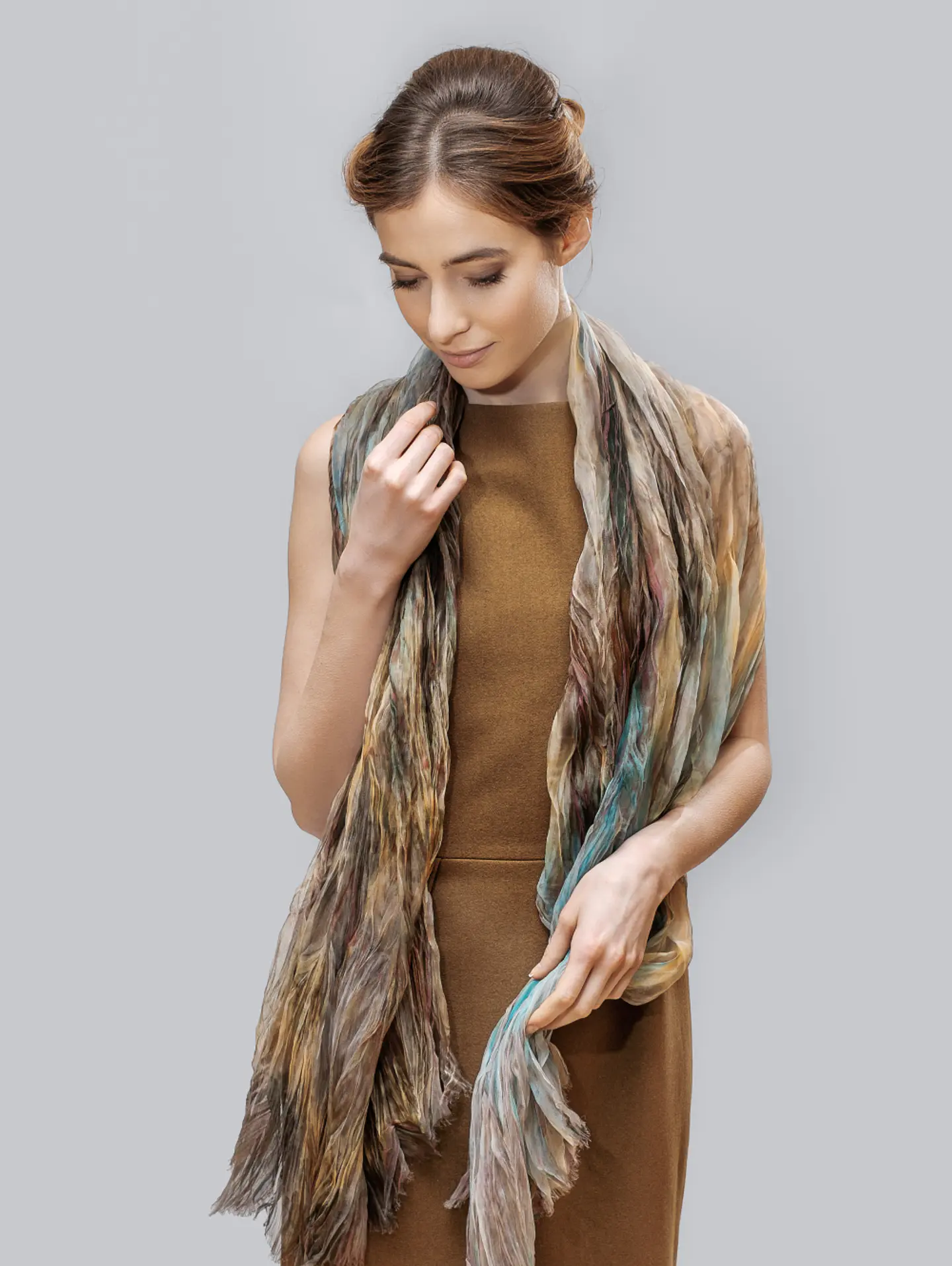 Forest Mist Crinkle Silk Scarf 3