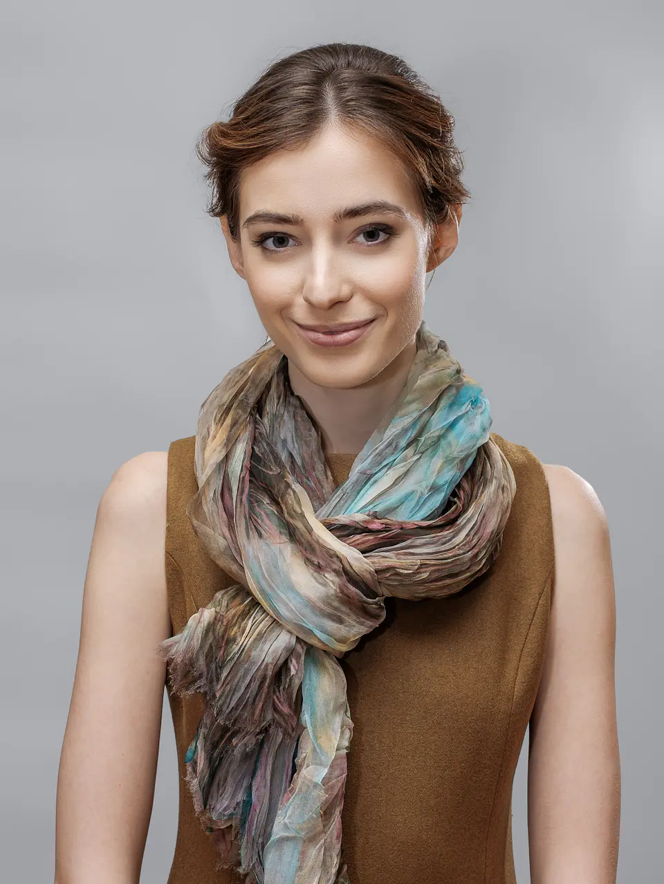 Forest Mist Crinkle Silk Scarf 1