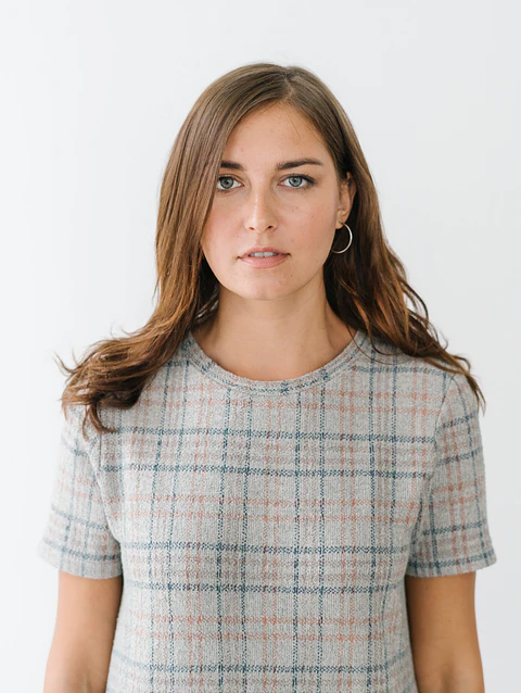 Rolled-Sleeve Cotton Blouse