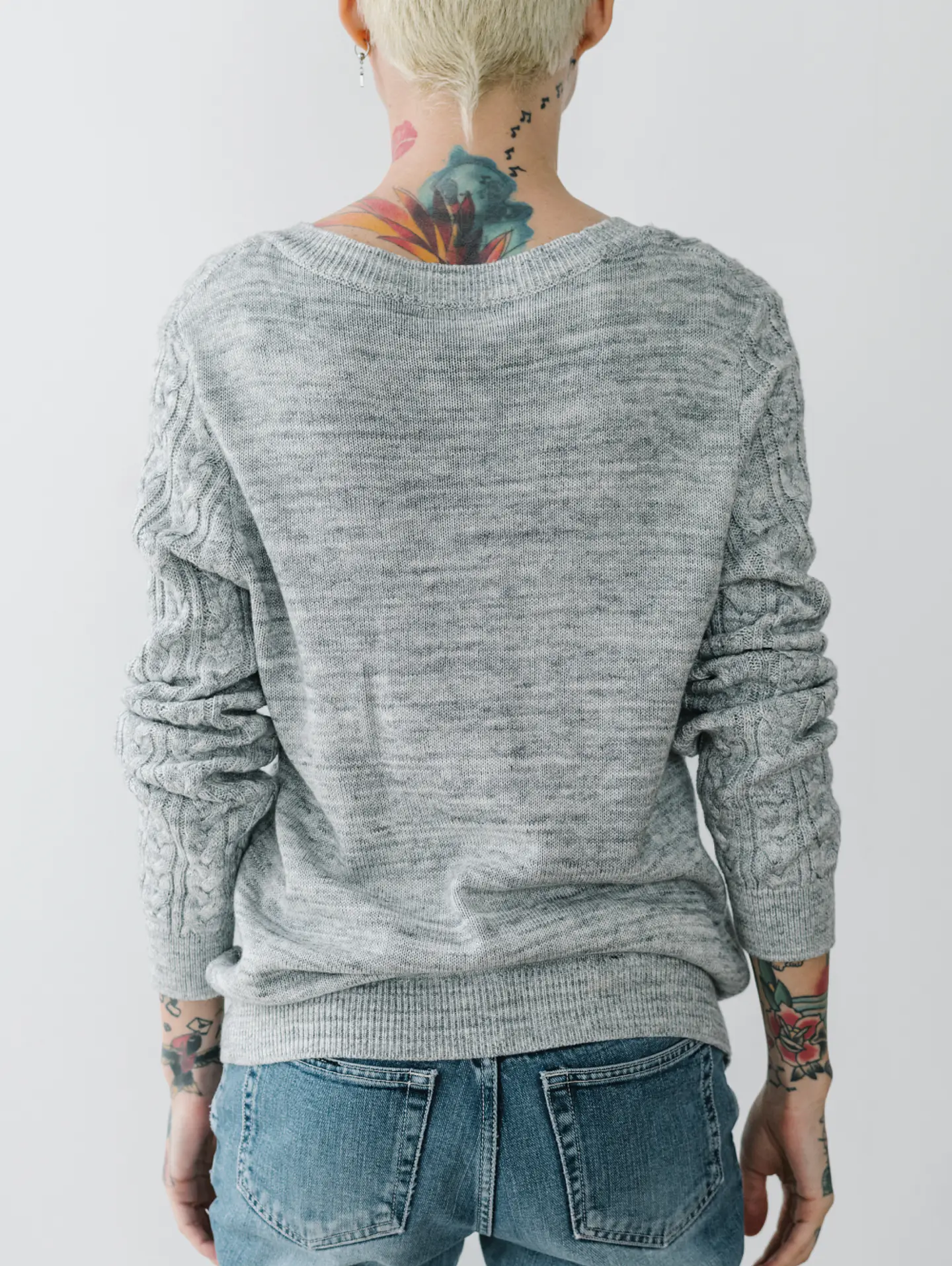 Heather Cable-Knit Sweatshirt 3