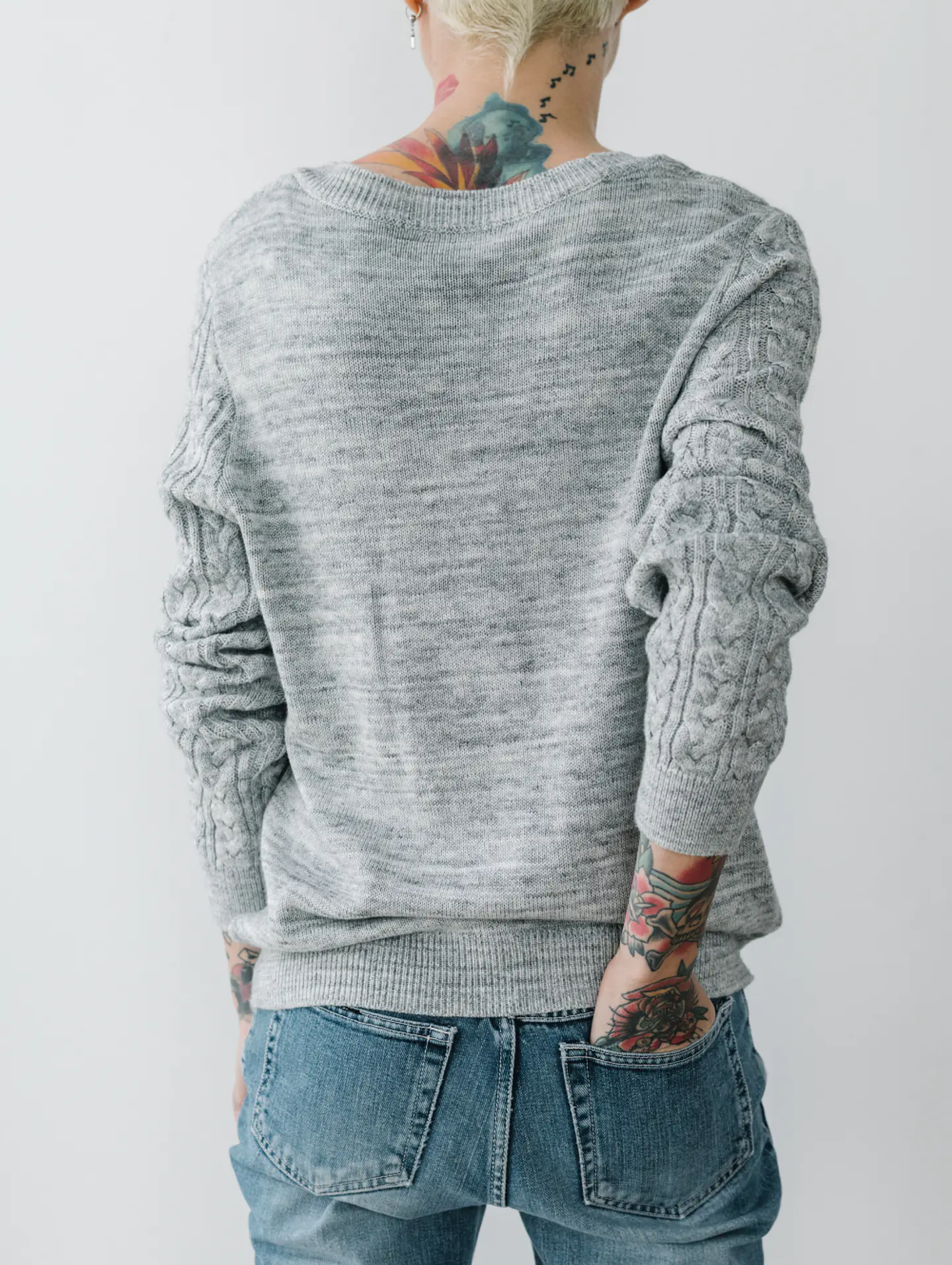 Heather Cable-Knit Sweatshirt 2