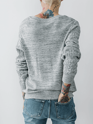 Heather Cable-Knit Sweatshirt