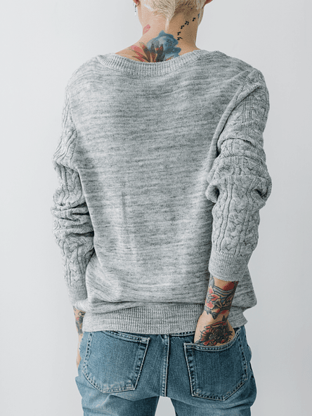 Heather Cable-Knit Sweatshirt