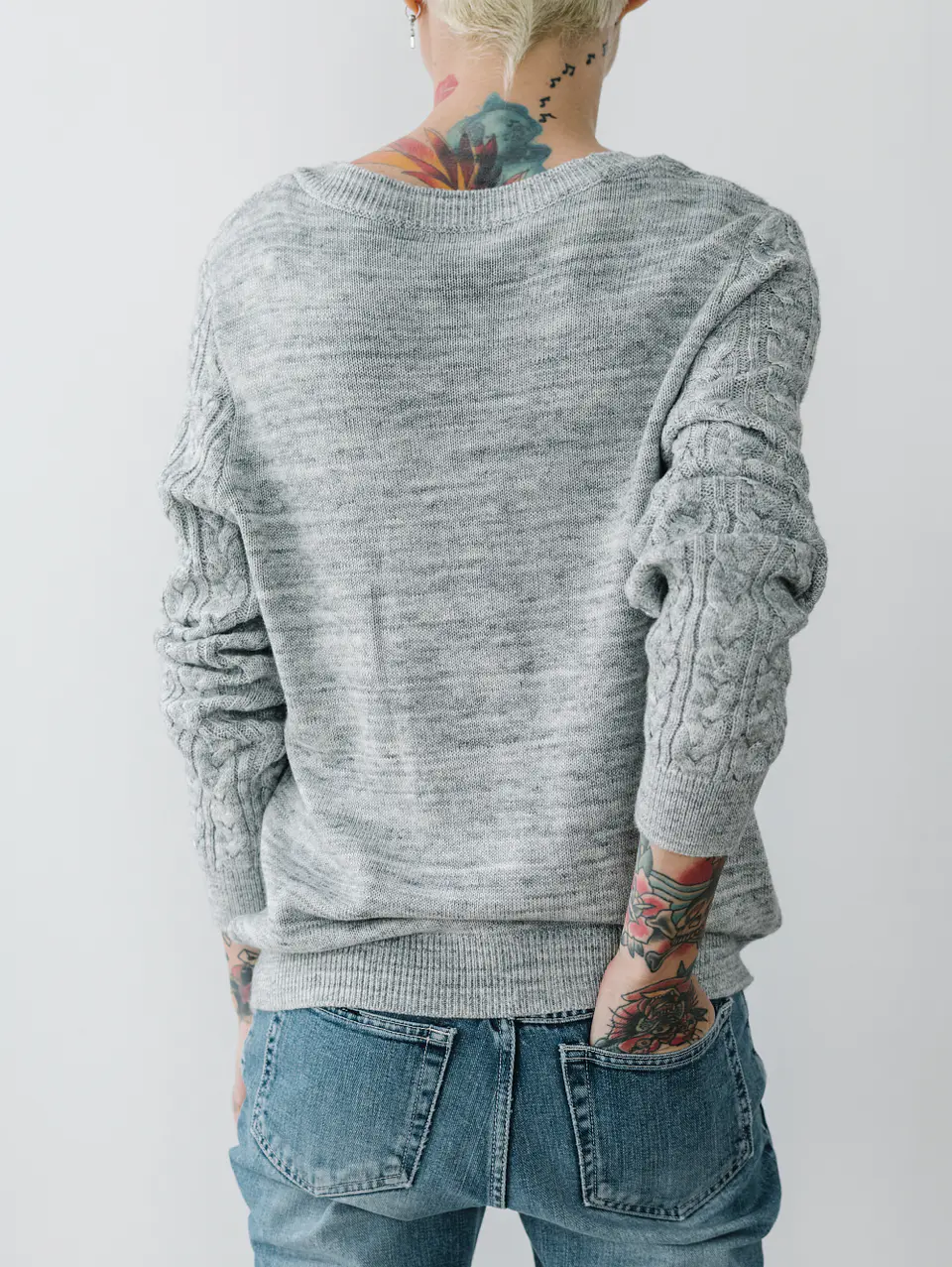 Heather Cable-Knit Sweatshirt 2