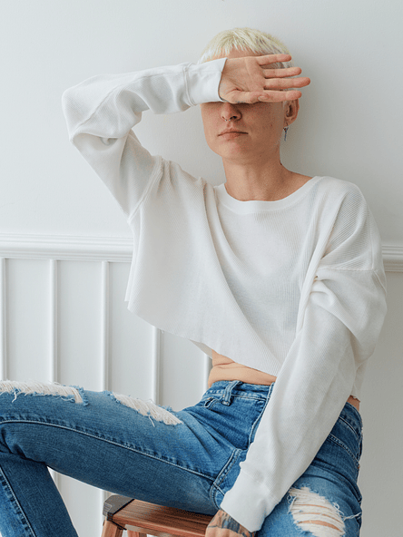 White Thermal Waffle Sweatshirt