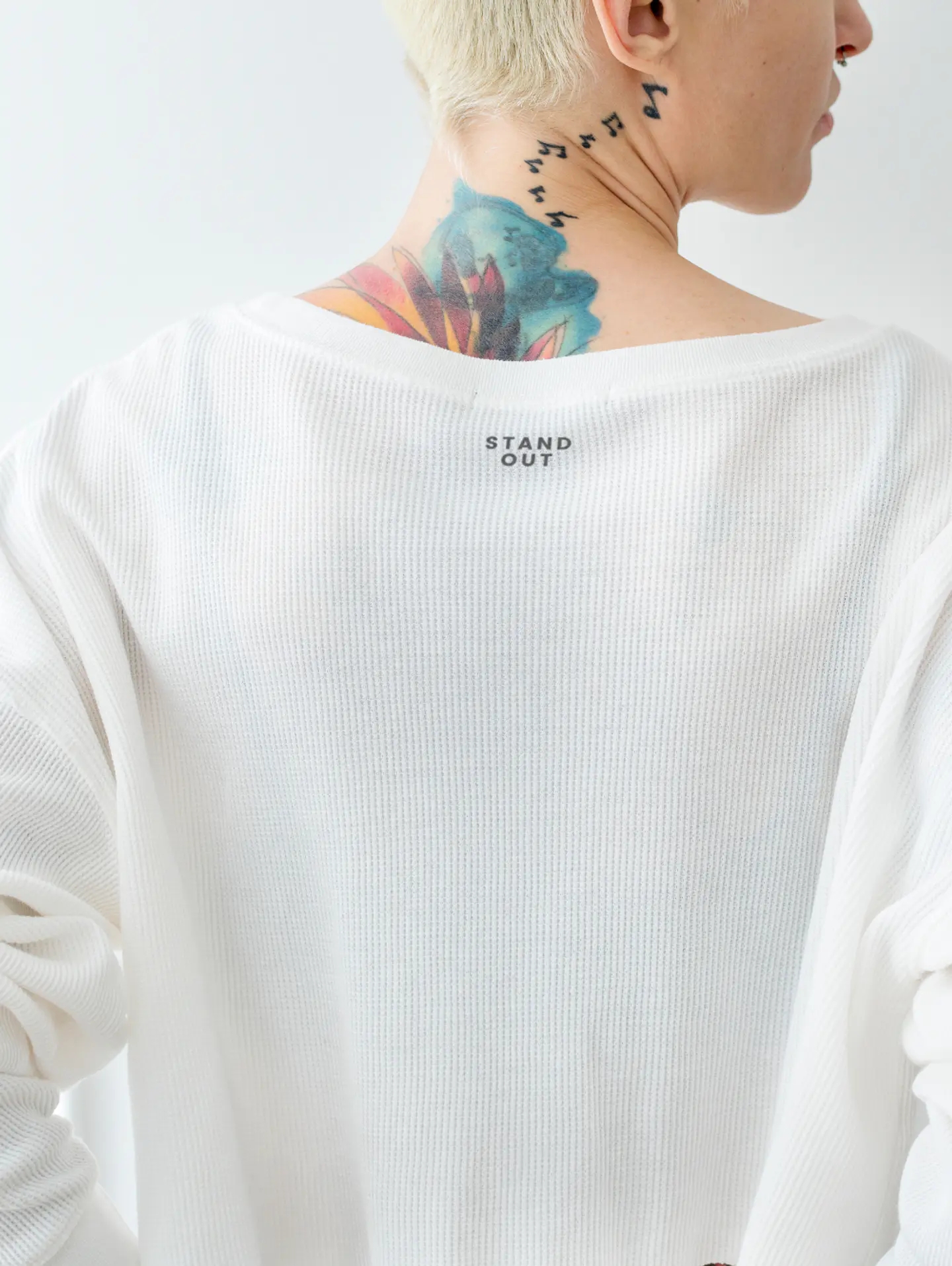 White Thermal Waffle Sweatshirt 5