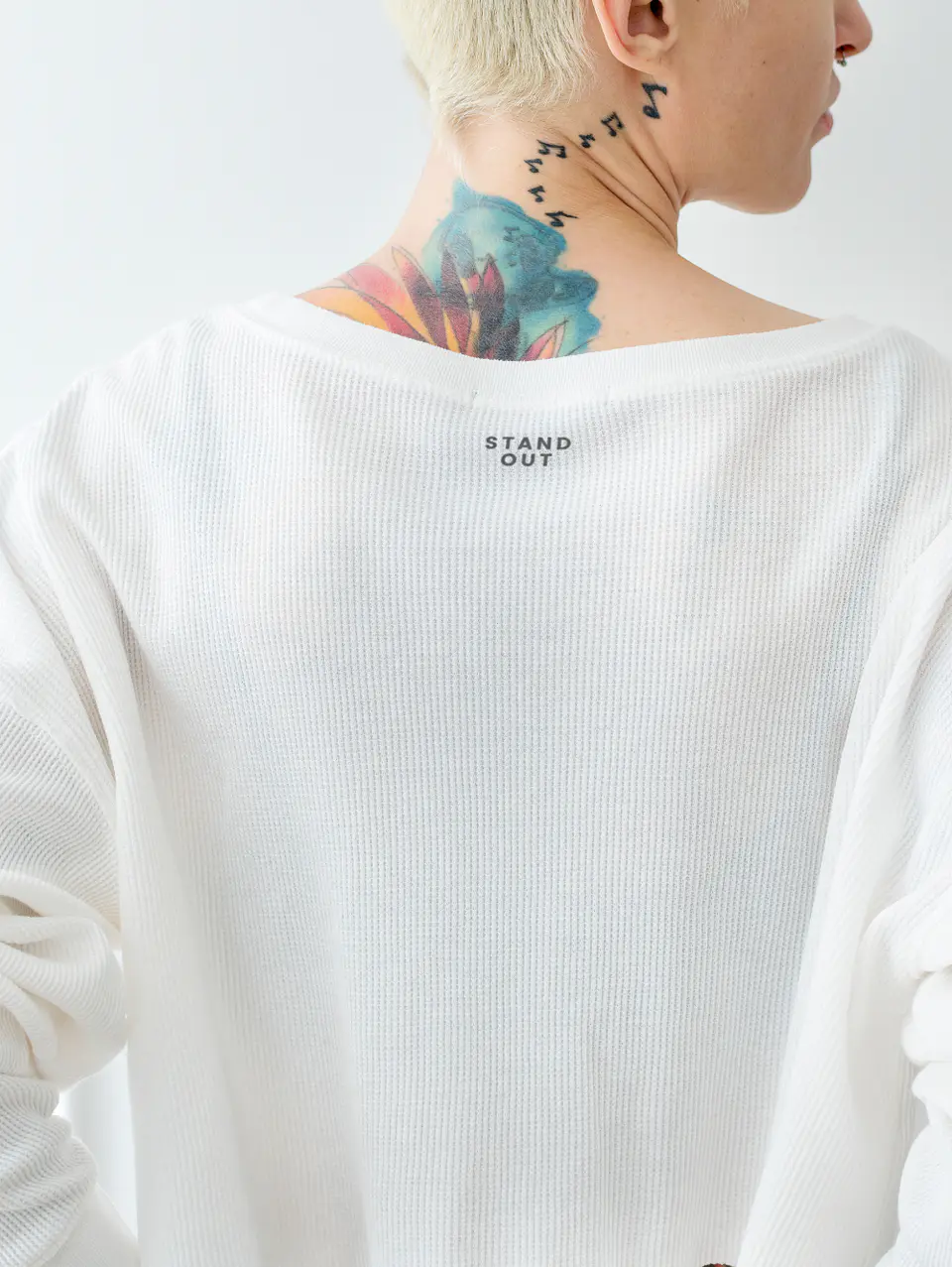 White Thermal Waffle Sweatshirt 5