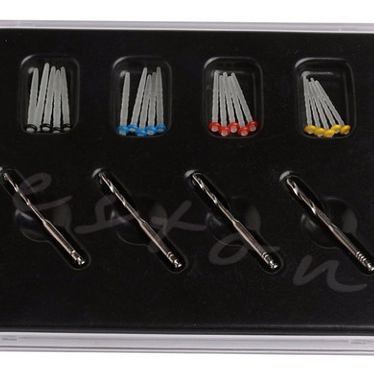 Kit Poste Fibra De Vidrio Odontologicos 20 Unidades + Fresas 5