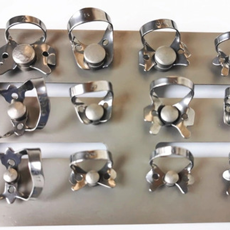 Clamp Dentales Acero Inox Kit Completo De 12u Santiago 6