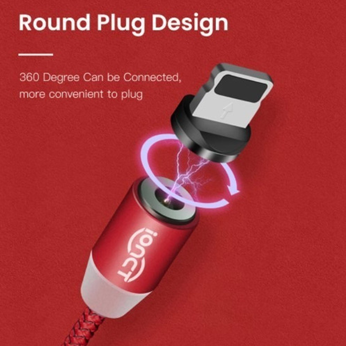 Cable Cargador Rápido 2.4 Amp Tipo Micro Usb  Con Imán Rojo 2