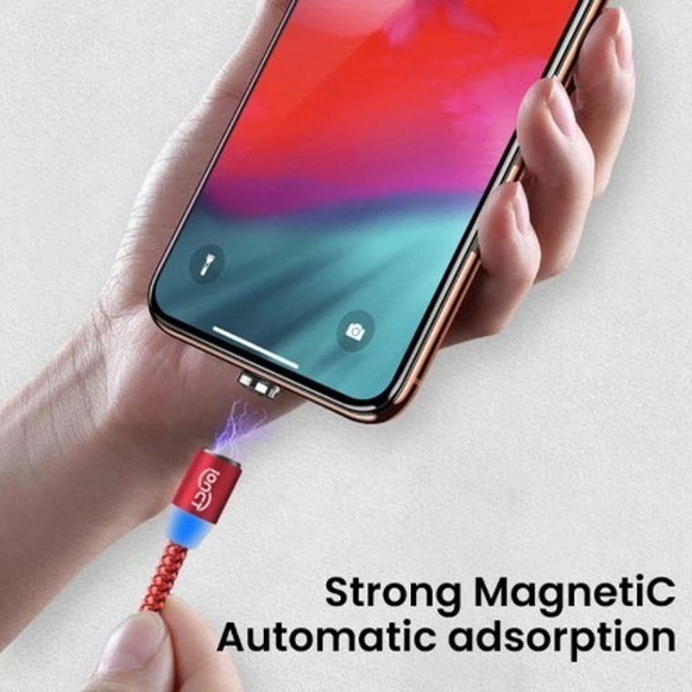 Cable Cargador Rápido 2.4 Amp Tipo Micro Usb  Con Imán Rojo 5