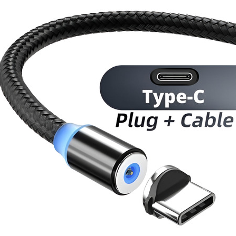 Cable Cargador Rápido 2.4 Amp Tipo C Con Imán Negro Santiago 1