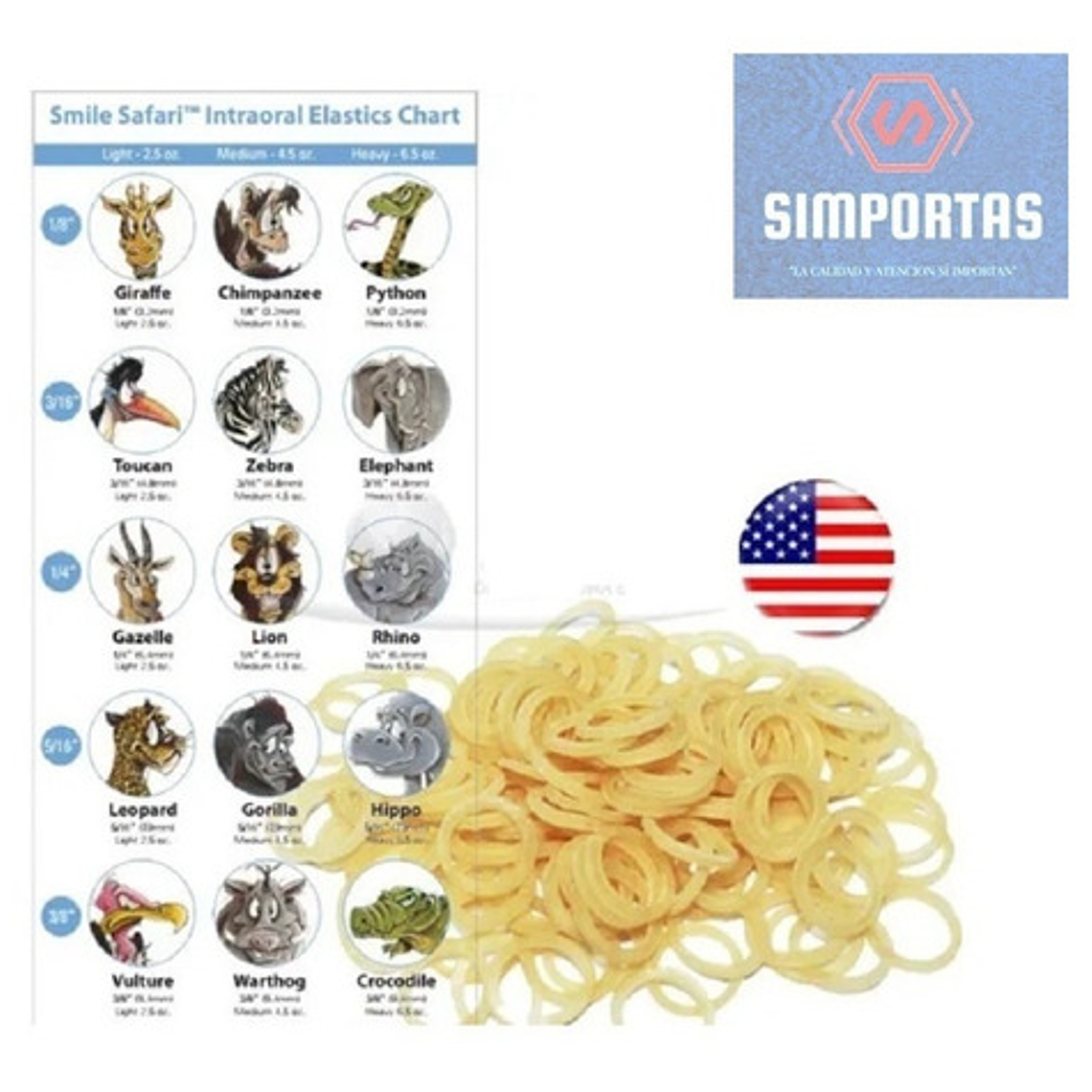 Elástico Intraoral Intermaxilares Ortodoncia 1/8 Y 3/16 Stgo 42