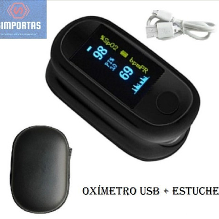 Oximetro De Pulso Usb Saturómetro Recargable Estuche Stgo 2