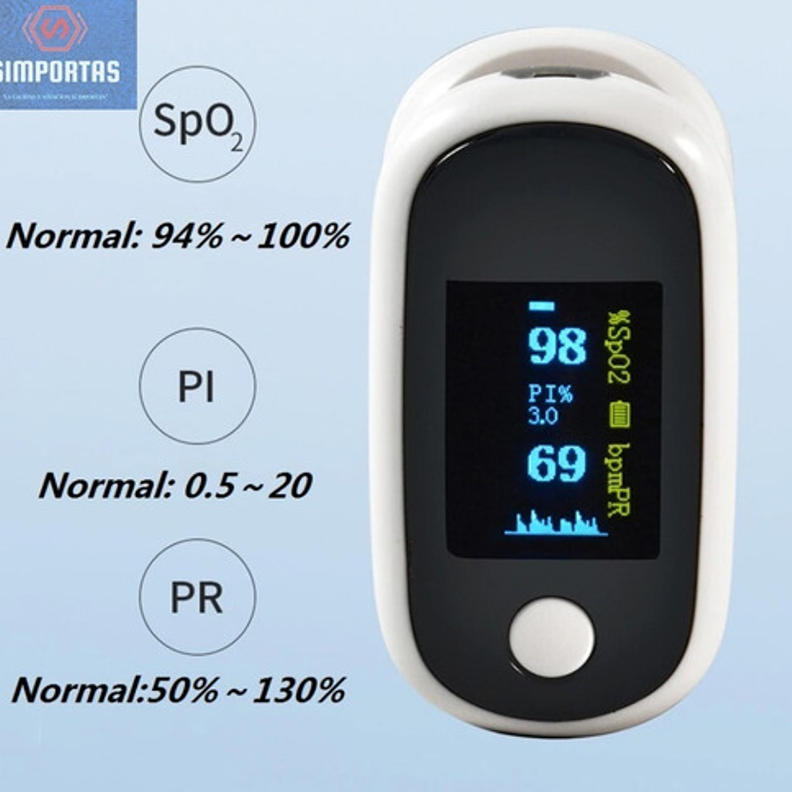 Oximetro De Pulso Usb Saturómetro Recargable Estuche Stgo 4