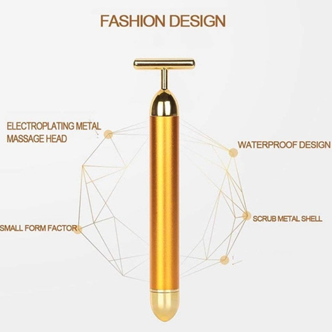 Rodillo Masajeador Facial Dorado Vibración Cuidado Piel 2