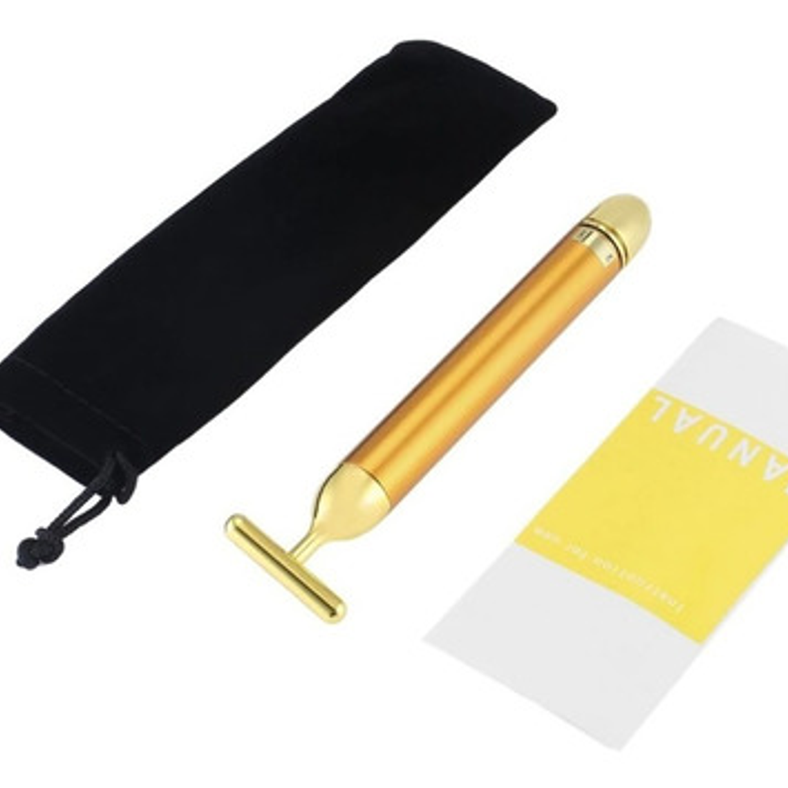 Rodillo Masajeador Facial Dorado Vibración Cuidado Piel 9