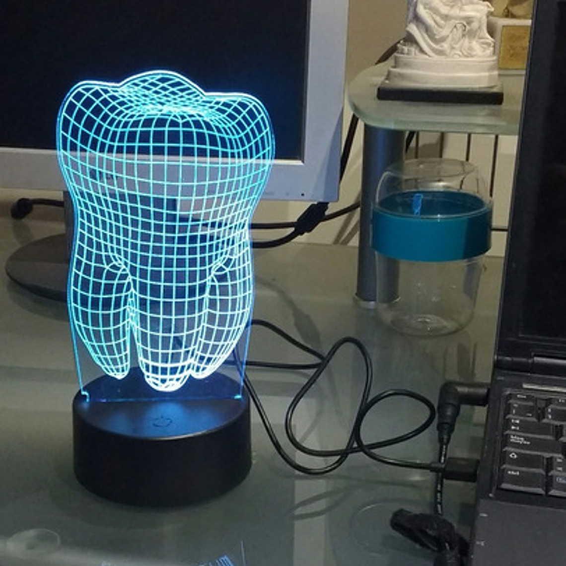 Lámpara Led 3d Switch Colores Diente Muela Usb Control Stgo. 9