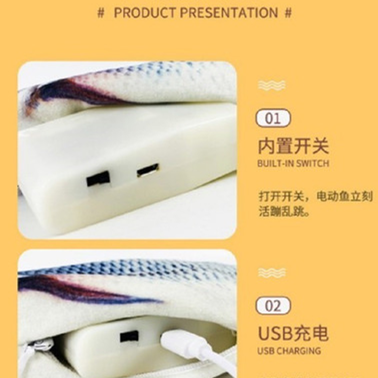 Juguete Pescado Con Movimiento Pará Gato Usb Santiago 6