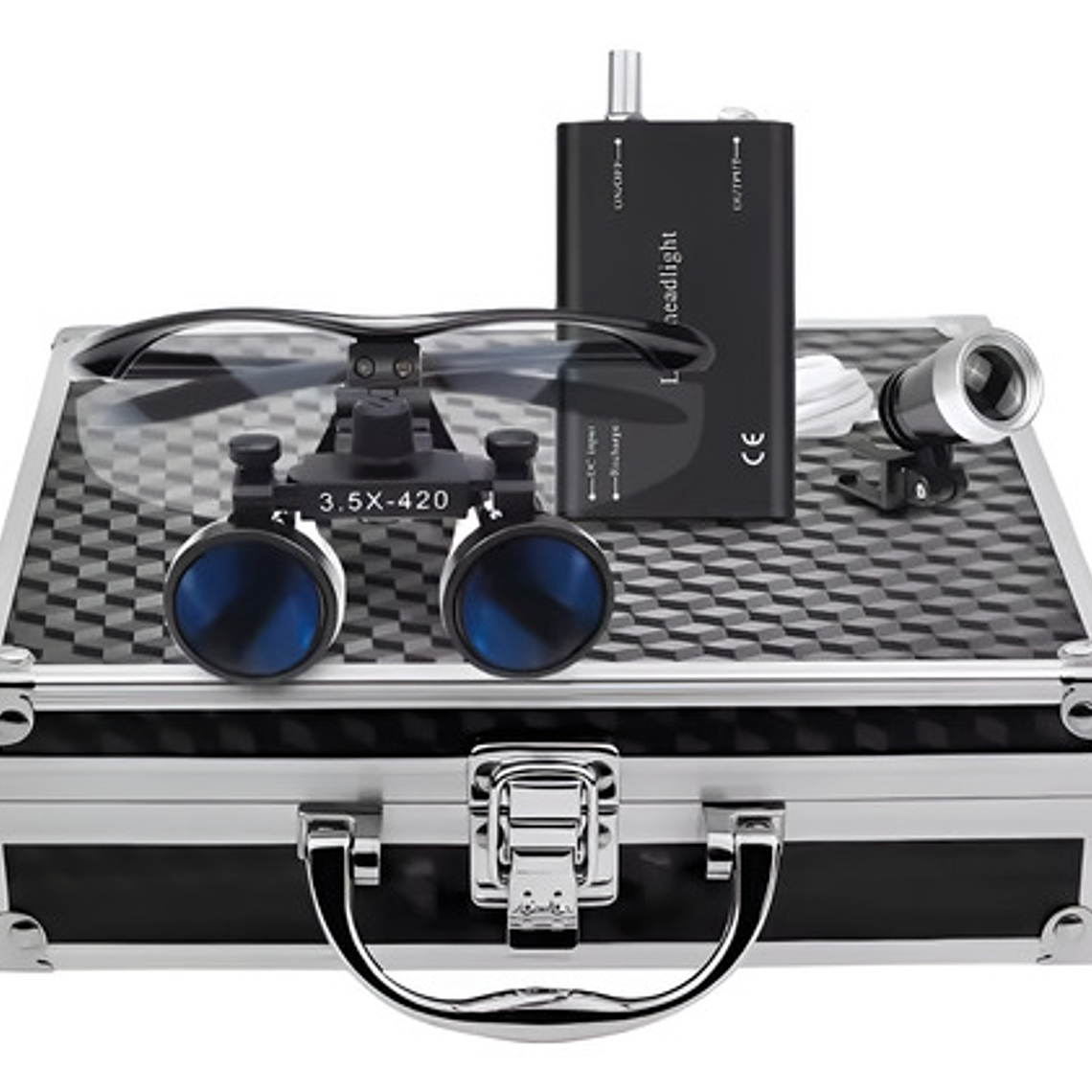 Lupas Binoculares Quirúrgicas 3.5 X 420 Luz Led Maletín Stgo 1