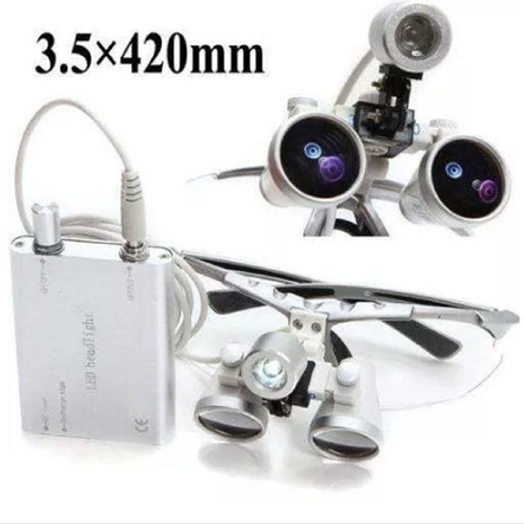 Lupas Binoculares Quirúrgicas 3.5 X 420 Luz Led Maletín Stgo 13