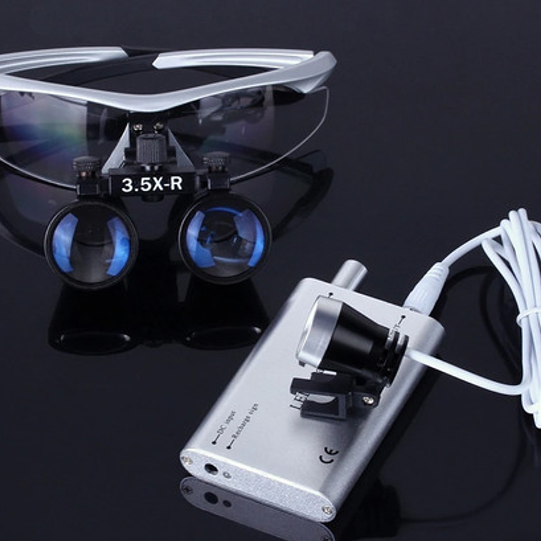 Lupas Binoculares Quirúrgicas 3.5 X 420 Luz Led Maletín Stgo 16