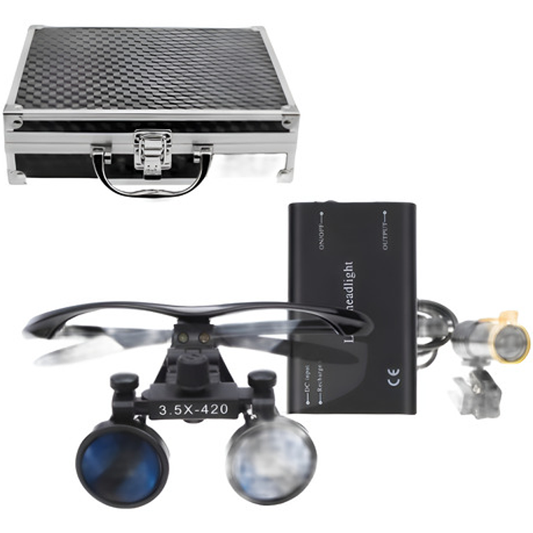 Lupas Binoculares Quirúrgicas 3.5 X 420 Luz Led Maletín Stgo 21