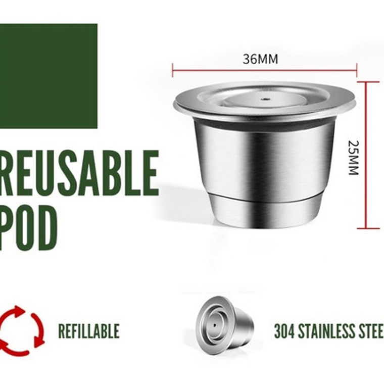 1 Cápsula Reutilizable Acero Para Nespresso + Apisonador Y + 7