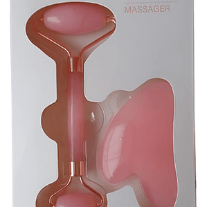 Rodillo Facial Roller Cuarzo Rosado Doble Masajes Santiago