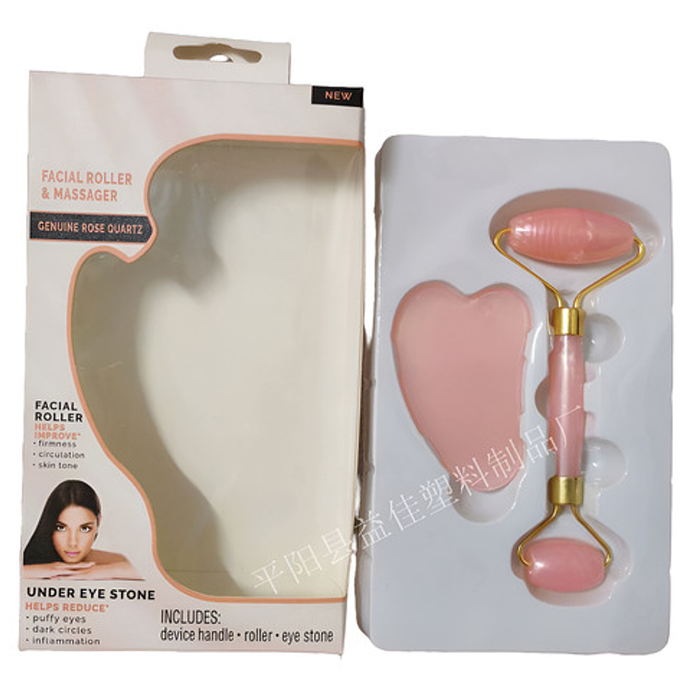 Rodillo Facial Roller Cuarzo Rosado Doble Masajes Santiago 4