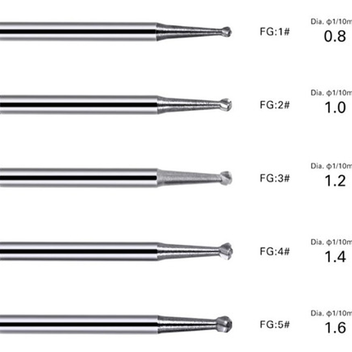 Fresas Carbide Alta Velocidad Odontología Set 5u Santiago 3