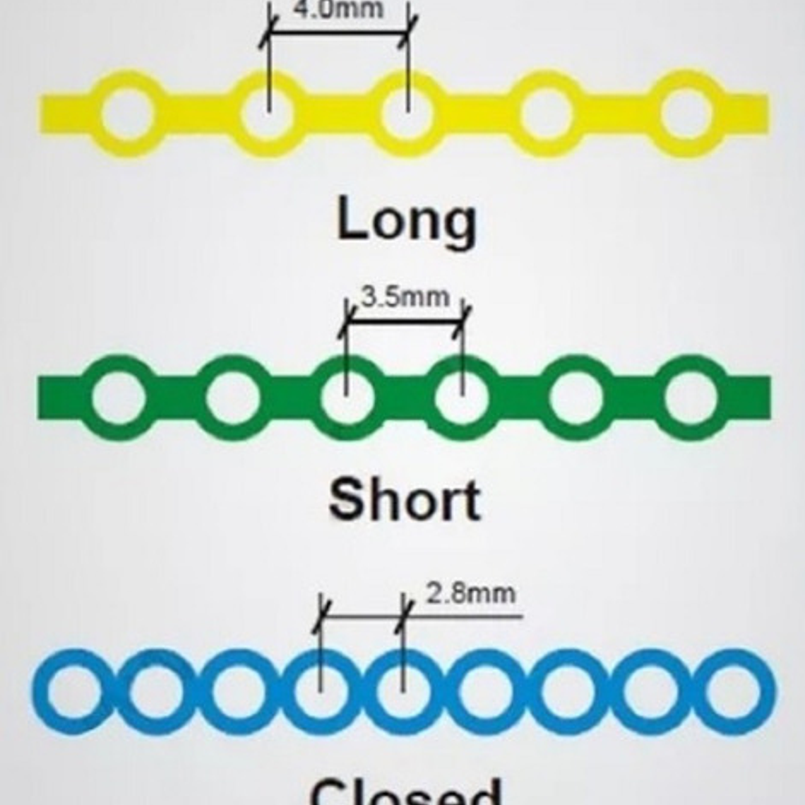 Cadeneta Elástica Ortodoncia Diversos Colores Cadena Stgo. 80