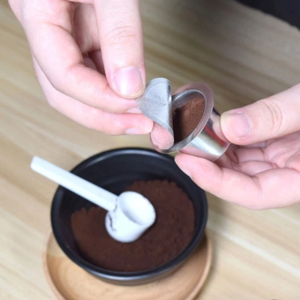 Cápsula Reutilizable Acero Para Nespresso + 10 Tapitas Pegat 3