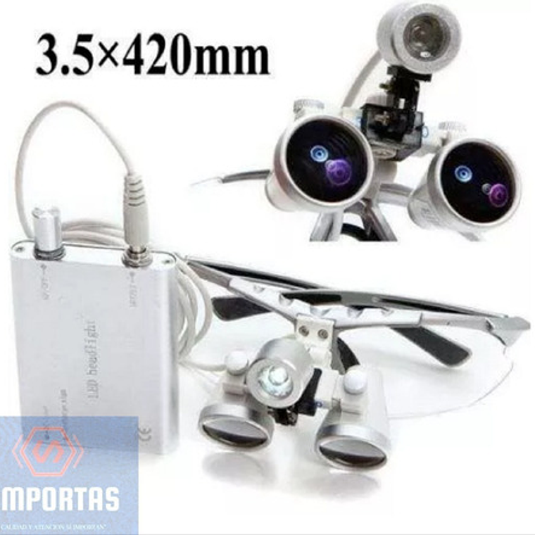 Lupas Binoculares Quirúrgicas 3.5 X 420 Luz Led Santiago 3