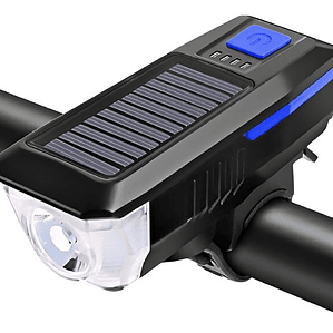 Luz Led Solar Recargable Para Bicicleta Con Bocina Stgo.