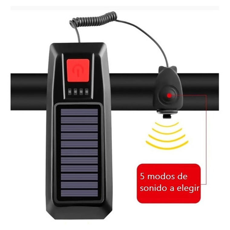 Luz Led Solar Recargable Para Bicicleta Con Bocina Stgo. 4